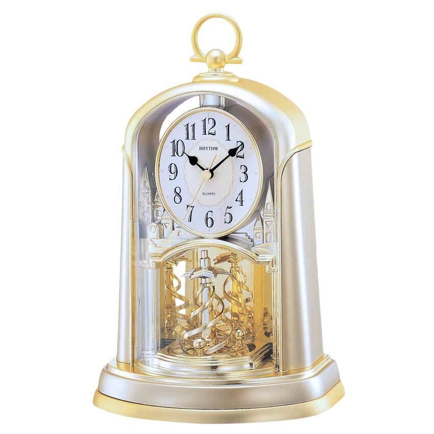 Rhythm Continental Mantel Clock Rotating Twist Pendulum – Gilt