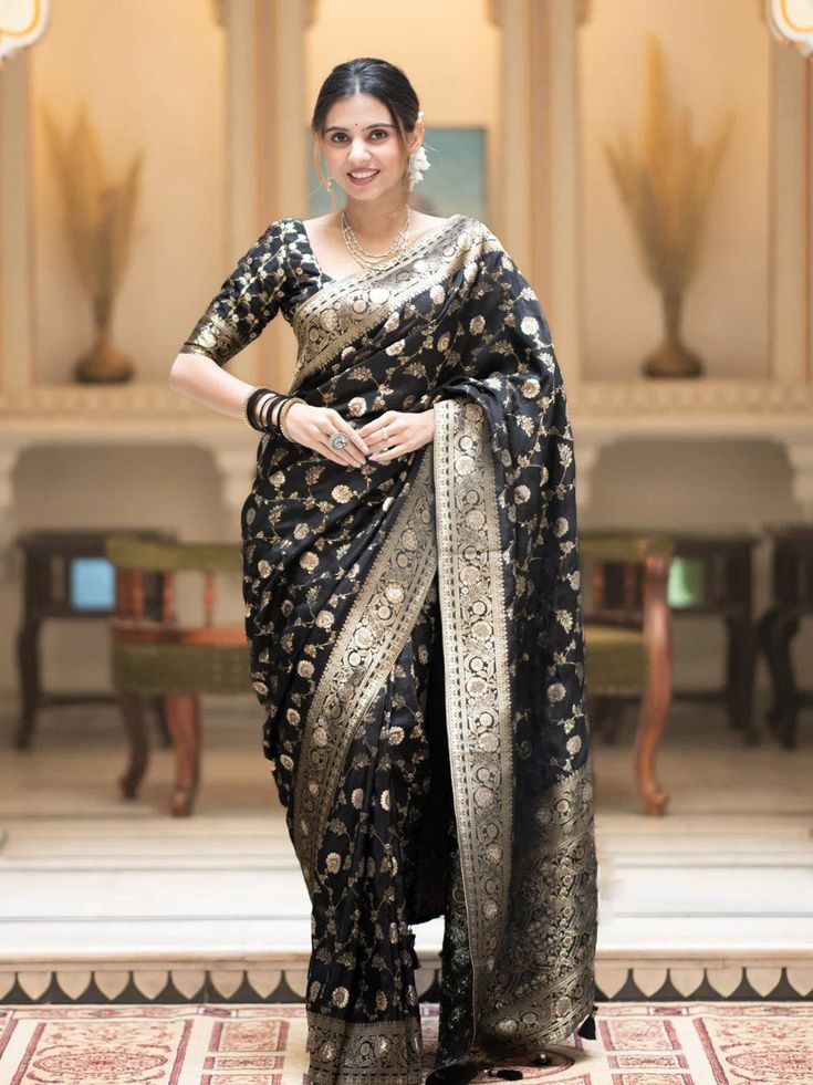 Black Banarasi Saree; Wedding and Festivity Wear