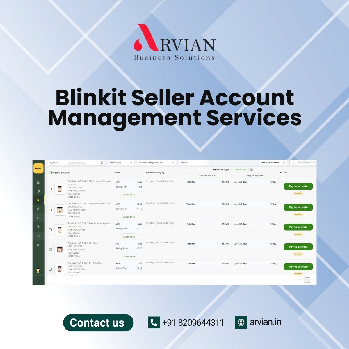 What are the benefits of using Blinkit seller account management services?
