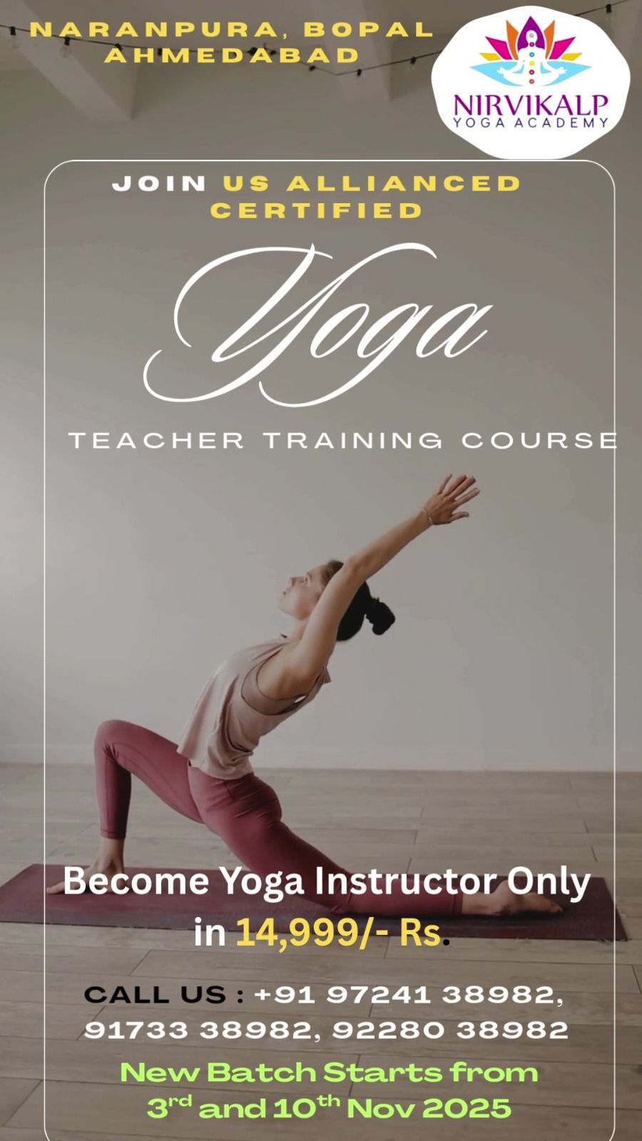 US Alliance Certified Yoga Teacher Training Course in Ahmedabad, Gujarat, India 