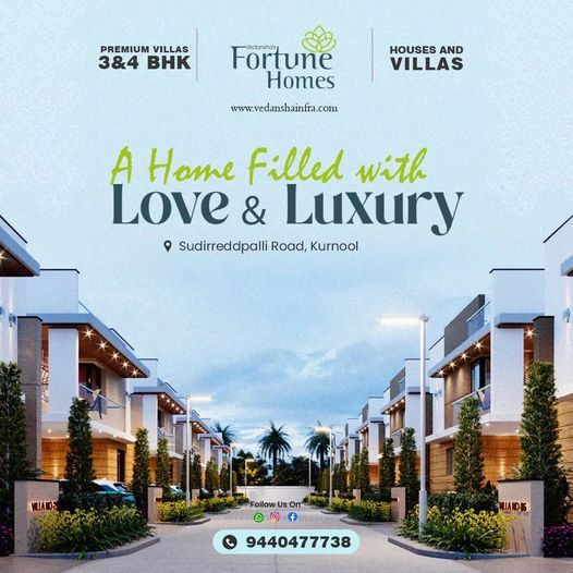 Luxurious 3BHK and 4BHK Duplex Villas with home theater Kurnool || Vedansha Fortune Homes