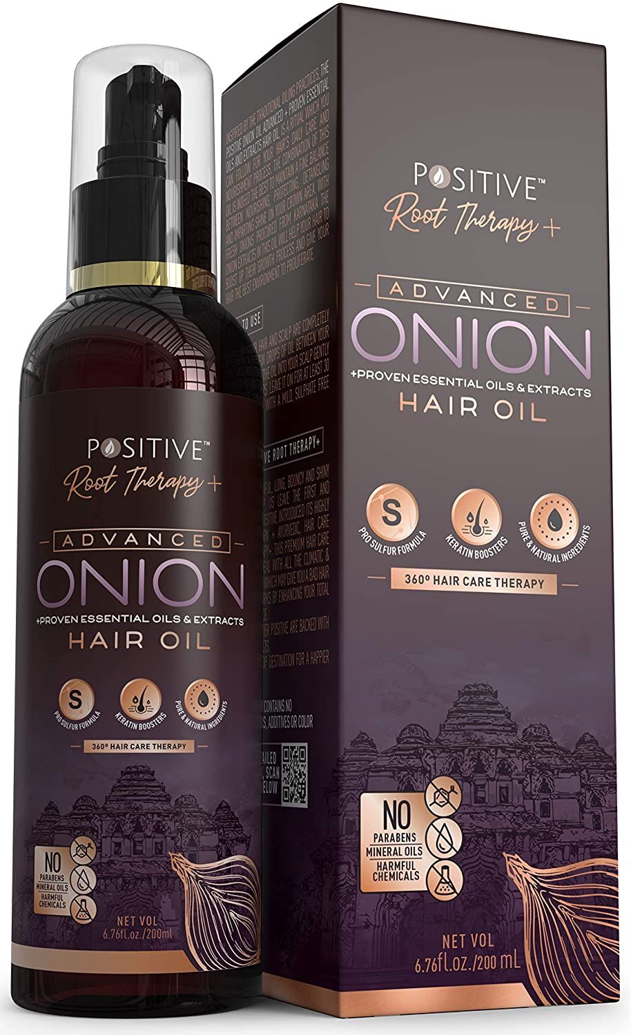  Positive Root Therapy + Advanced Onion Oil For Hair Growth | Blend Of Multiple Essential Oils & Herbs, 200 ml