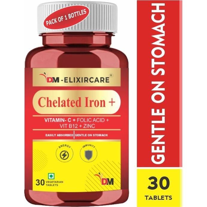  Iron Supplements with Vitamin C, B12, Folic Acid & Zinc- 30 Tablets