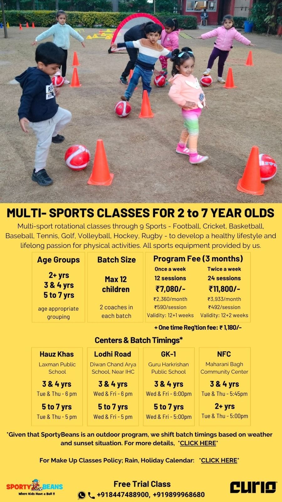 CurioBoat- sports classes for kids Hauz Khas New Delhi, physical activities for children