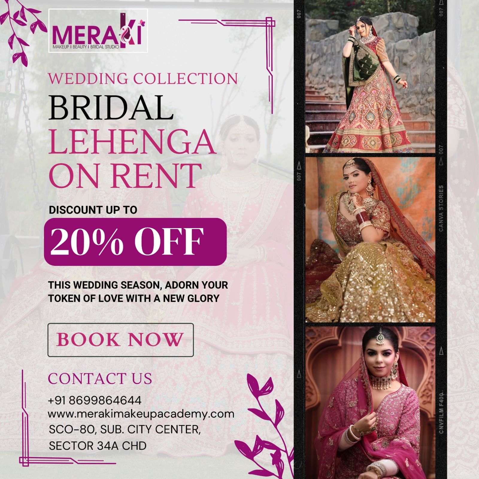 Bridal Lehenga On Rent in Chandigarh | Meraki Makeup Academy