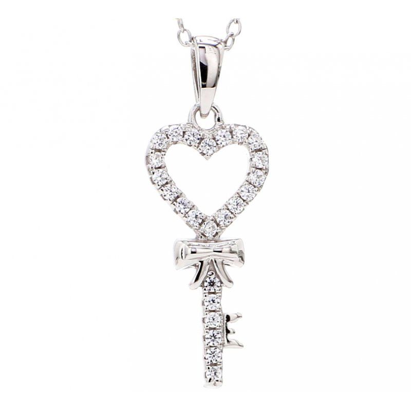 Buy 925 Silver Key Heart Necklace at ornate jewels