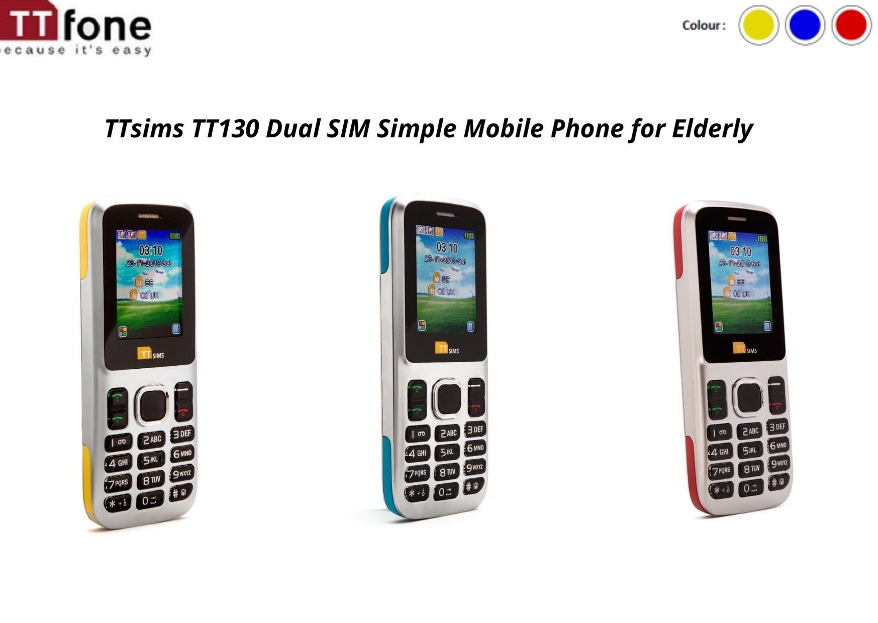 TTsims TT130 Dual SIM Big Button Mobile Phone for Elderly
