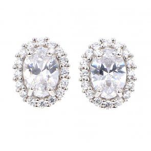 Buy Pure Silver Classic American Diamond Stud Earrings Online
