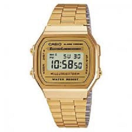 New Casio Gents Classic Digital Electro Luminescence Gold Brand Watch A168WG-9WDF