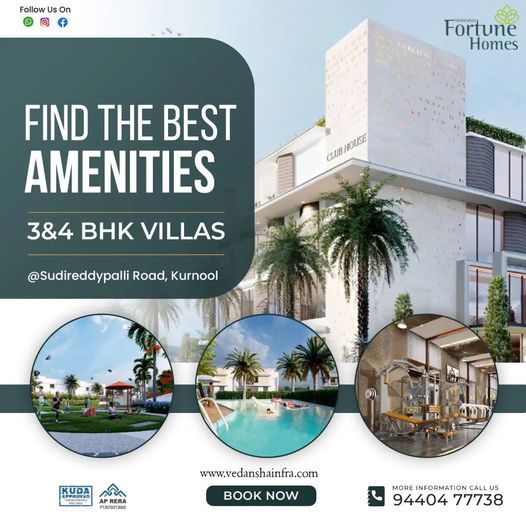 Exclusive 3BHK and 4BHK Duplex Villas with home theater Kurnool || Vedansha Fortune Homes