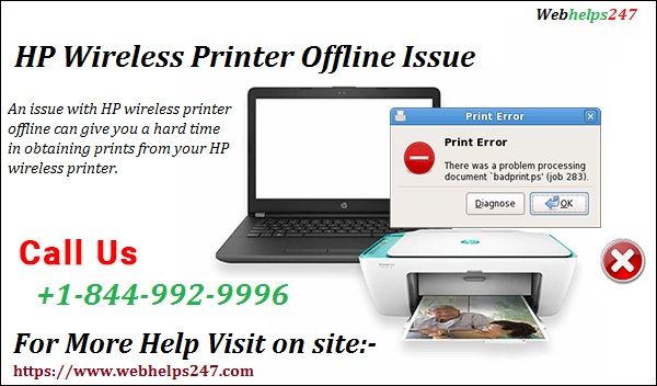 Wrestling with HP Wireless Printer Offline Issue? We are here to Help! call now +1-844-992-9996  