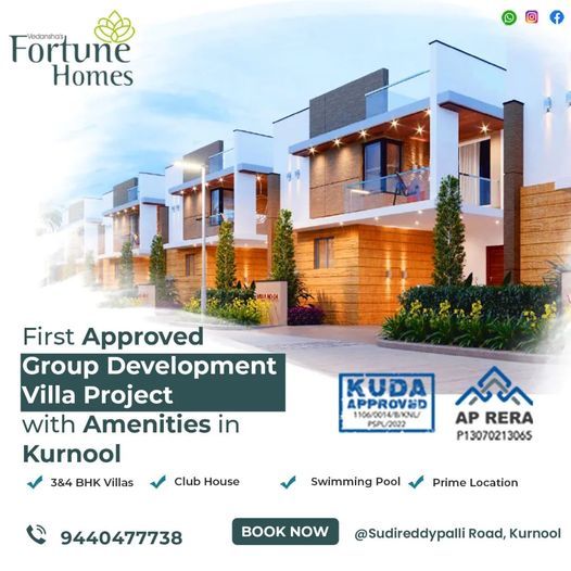 Exclusive 3BHK and 4BHK Duplex Villas with home theater Kurnool || Vedansha Fortune Homes