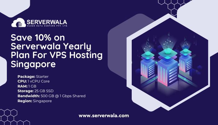 Save 10% on Serverwala Yearly Plan For VPS Hosting Singapore