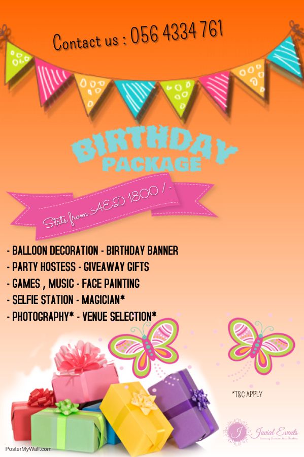 Birthday party packages sharjah