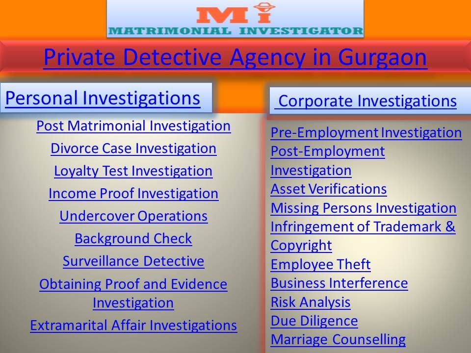 Private Detective Agency in Gurgaon, Haryana