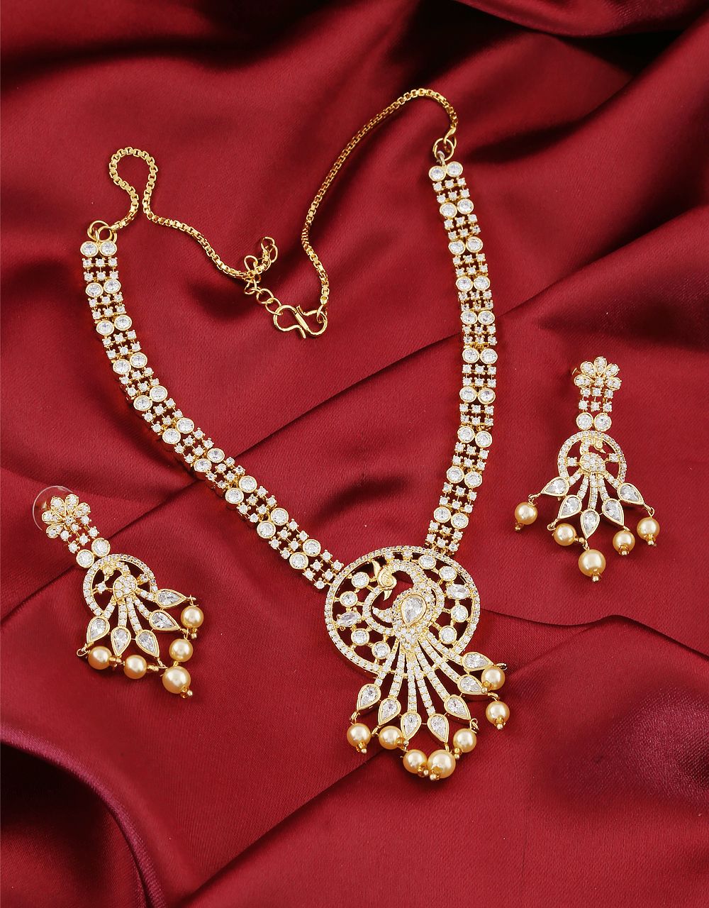 Get Latest American Diamond Necklace at best price from Anuradha Art Jewellery