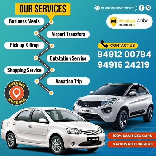 Quick cab services || taxi rental service || Convenient taxi services ||  Efficient taxi services   || 24/7 taxi services in Kurnool