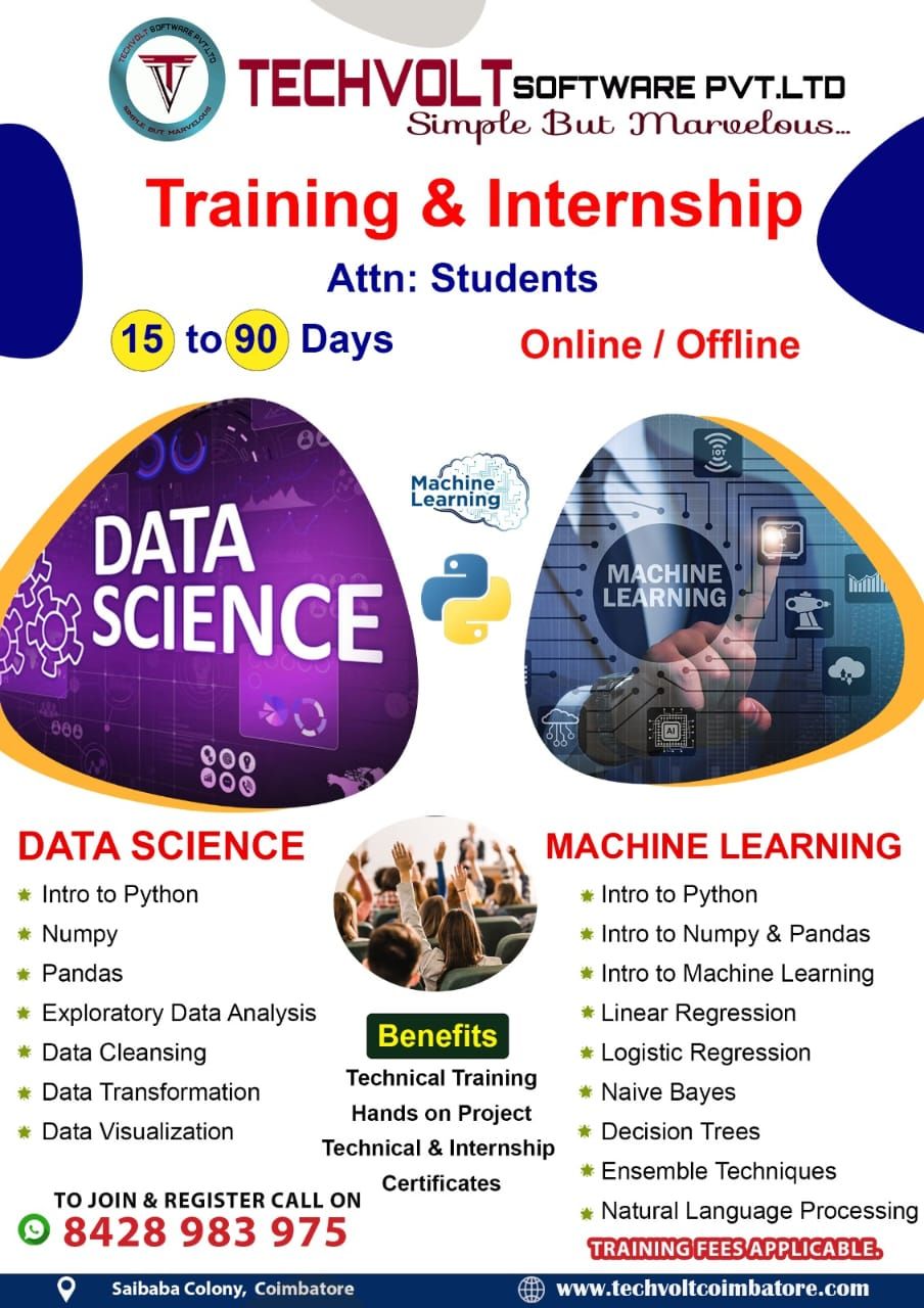 Best Machine Learning Training |Data Science Student Internship| Coimbatore