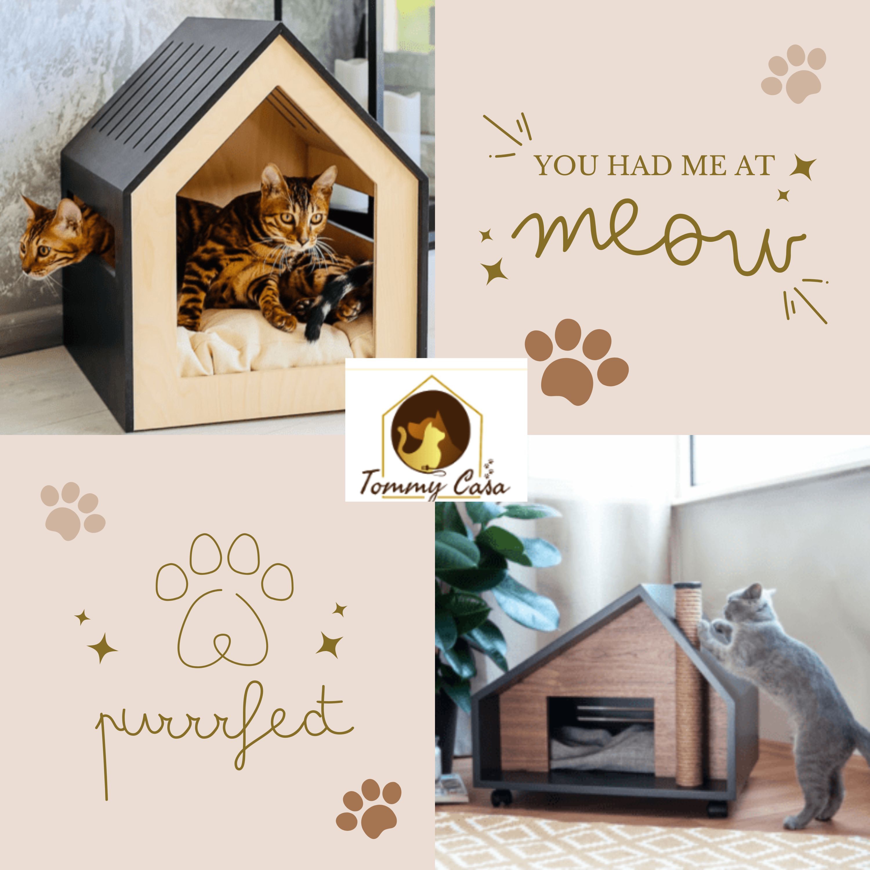 Premium Wooden Cat Houses in India at Tommy Casa | Comfort & Style