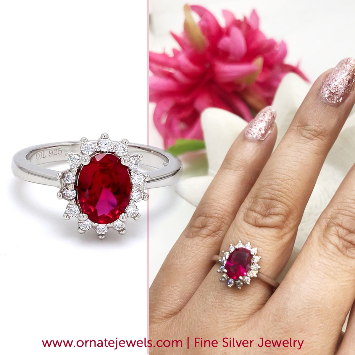 Buy Ruby Ring in Silver for Women and Girls 